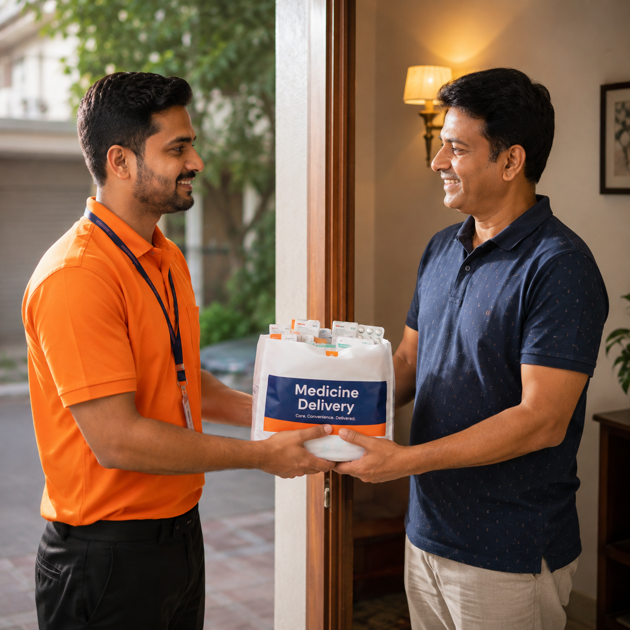 Pharmacist checking medicines and surgical supplies